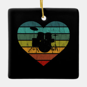 I Love Drums Retro Heart Keramisch Ornament