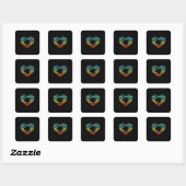 I Love Drums Retro Heart Vierkante Sticker (Vel)