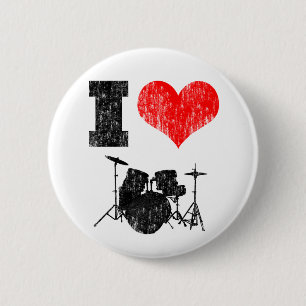 I Love Drums Ronde Button 5,7 Cm