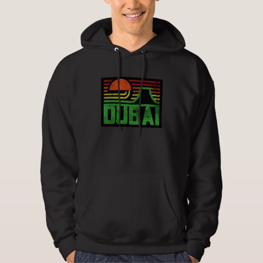 I Love Dubai Cool Retro Dubai Sunset Illustration  Hoodie (Voorkant)