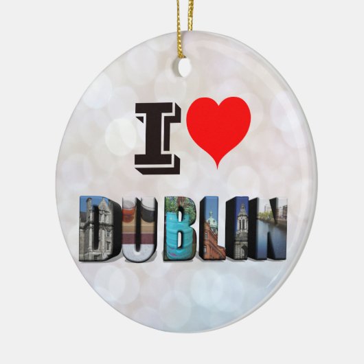 I Love Dublin Ireland 3D Travel Photo Keramisch Ornament (Links)