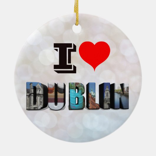 I Love Dublin Ireland 3D Travel Photo Keramisch Ornament (Achterkant)