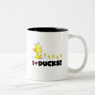I Love Ducks Tshirts and Gifts Tweekleurige Koffiemok
