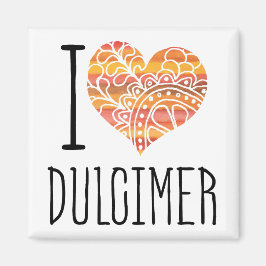 I Love Dulcimer Oranje Mandala Heart Magneet