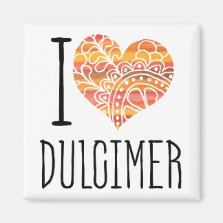 I Love Dulcimer Oranje Mandala Heart Magneet