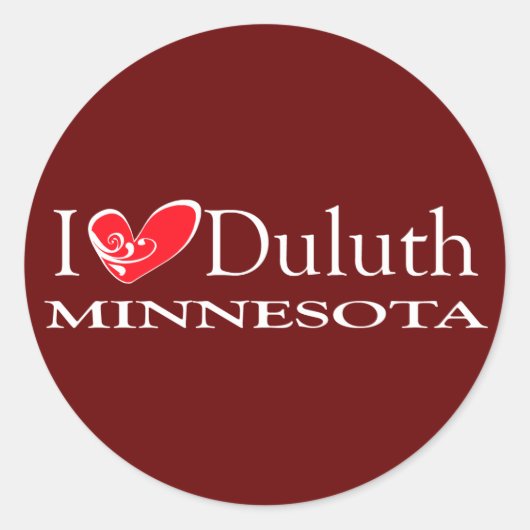 I Love Duluth Minnesota Ronde Sticker (Voorkant)