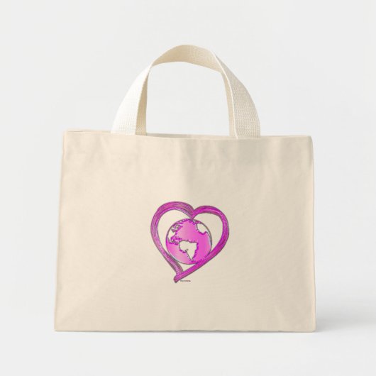 I LOVE EARTH (Roze) serie Mini Tote Bag (Voorkant)