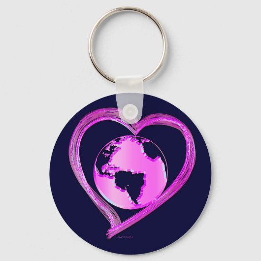 I LOVE EARTH (Roze) serie Sleutelhanger (Voorkant)