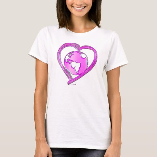 I LOVE EARTH (Roze) serie T-shirt (Voorkant)
