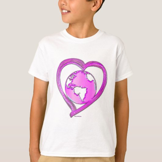 I LOVE EARTH (Roze) serie T-shirt (Voorkant)