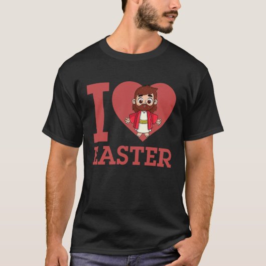 I Love Easter I Heart Easter Christian Jesus Chris T-shirt (Voorkant)