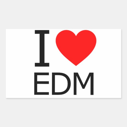 I Love EDM Rechthoekige Sticker (Voorkant)