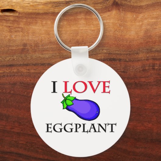 I Love Eggplant Sleutelhanger (Voorkant)