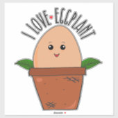 I Love Eggplant Vegetarian Funny Food Pun Sticker (Vel)