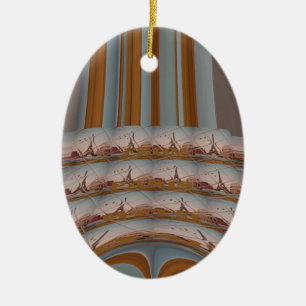 I Love Eiffel Tower Paris with Love blue sky colo Keramisch Ornament