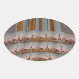 I Love Eiffel Tower Paris with Love blue sky colo Ovale Sticker