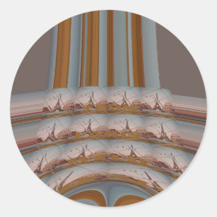 I Love Eiffel Tower Paris with Love blue sky colo Ronde Sticker