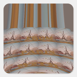 I Love Eiffel Tower Paris with Love blue sky colo Vierkante Sticker