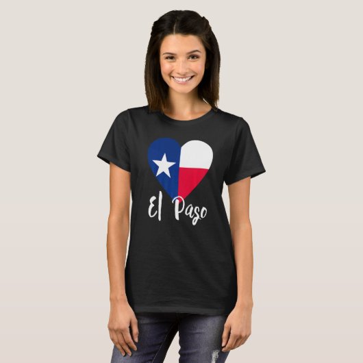 I Love El Paso Texas Tx Flag Lonestar Heart T-shirt (Voorkant volledig)