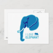 I Love Elephant (Side Face) Briefkaart (Voorkant / Achterkant)