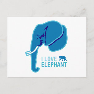I Love Elephant (Side Face) Briefkaart