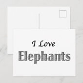 I Love Elephants Briefkaart (Voorkant / Achterkant)