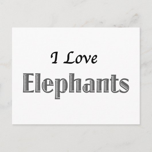 I Love Elephants Briefkaart (Voorkant)