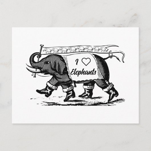 I Love Elephants Briefkaart (Voorkant)