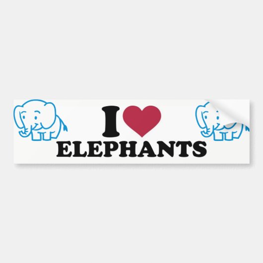 I Love Elephants Bumpersticker (Voorkant)