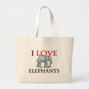 I Love Elephants Grote Tote Bag
