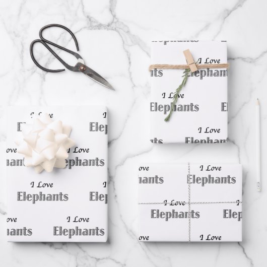 I Love Elephants Inpakpapier Vel (Voorkant)