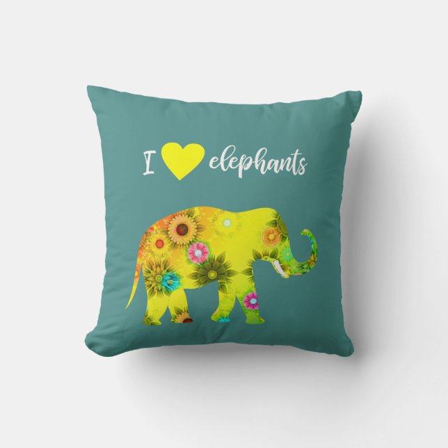I Love Elephants Kussen (Voorkant)