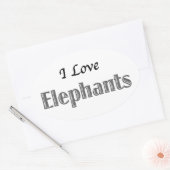 I Love Elephants Ovale Sticker (Envelop)