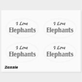 I Love Elephants Ovale Sticker (Vel)