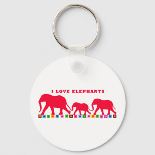 I Love Elephants (Red) Sleutelhanger