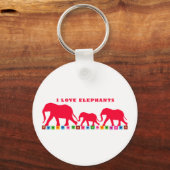 I Love Elephants (Red) Sleutelhanger (Voorkant)