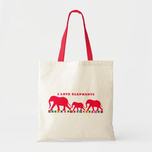 I Love Elephants (Red) Tote Bag (Voorkant)