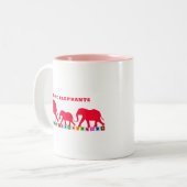 I Love Elephants (Red) Tweekleurige Koffiemok (Voorkant links)