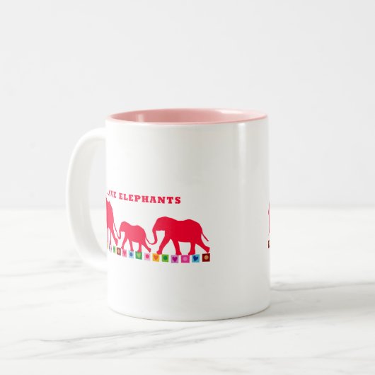 I Love Elephants (Red) Tweekleurige Koffiemok (Voorkant links)