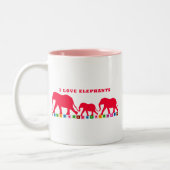 I Love Elephants (Red) Tweekleurige Koffiemok (Links)