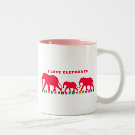 I Love Elephants (Red) Tweekleurige Koffiemok
