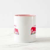 I Love Elephants (Red) Tweekleurige Koffiemok (Center)