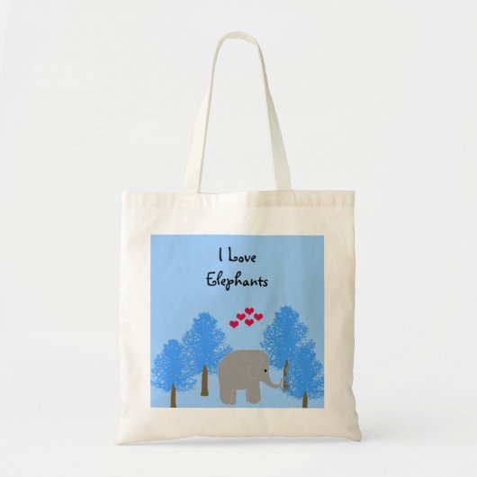 I Love Elephants Tote Bag (Voorkant)