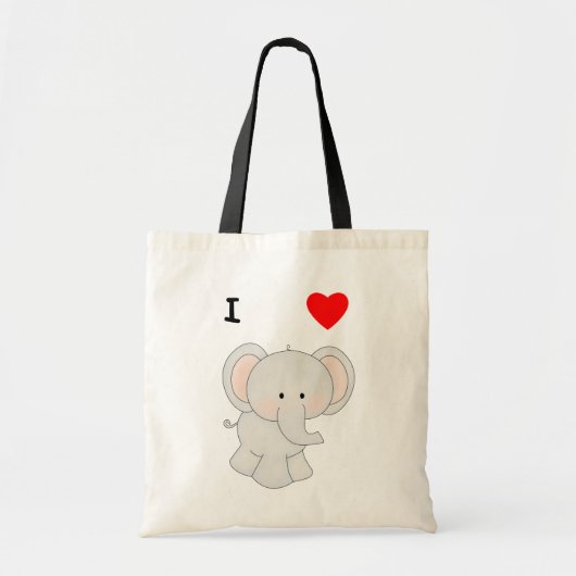 I Love Elephants Tote Bag (Voorkant)