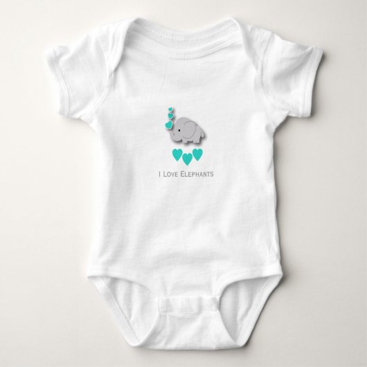 I Love Elephants - Turquoise Romper (Voorkant)