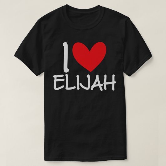 I Love Elijah Name Heart Personated Mannen Guy BFF T-shirt (Design voorkant)