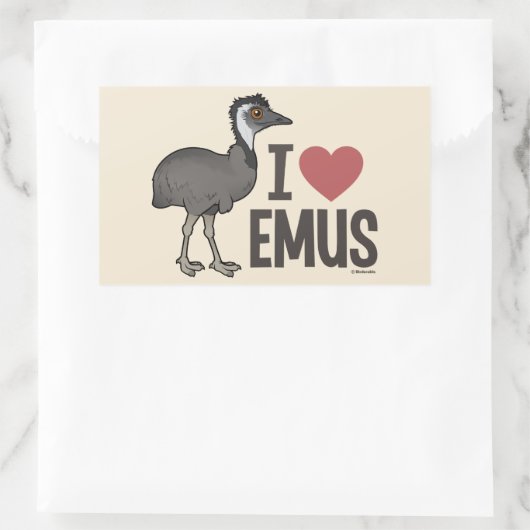 I Love Emus Rechthoekige Sticker (Tas)
