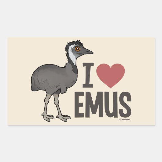 I Love Emus Rechthoekige Sticker (Voorkant)