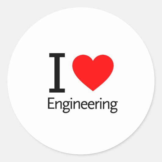 I Love Engineering Ronde Sticker (Voorkant)