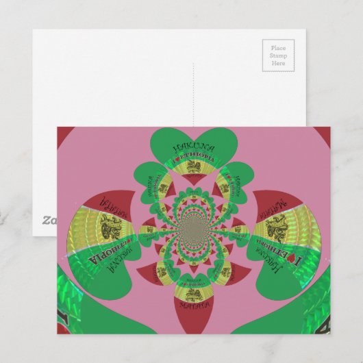 I Love Ethiopia Kaleidoscope - Oprechte Rasta-kuns Briefkaart (Voorkant / Achterkant)